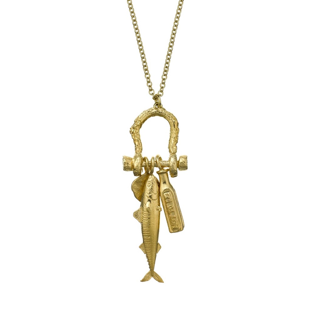Alex Monroe Gold Fish Charm Pendant Necklace - Women Jewelry